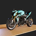 Suzuki Modern Teal Motorcycle With Sleek Body Golden Forks And Black Details