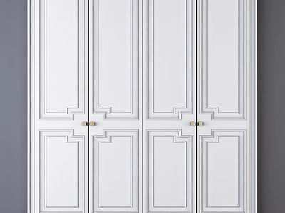 Elegant White Paneled Door Dresser With Classic Design And Ample Storage 3d model