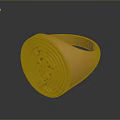 Golden Ring With Intricate Geometric Pattern On Smooth Polished Surface 3d model