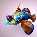 Vibrant Tropical Fish With Blue Orange Yellow Colors Intricate Patterns And Colorful Fins And Tail