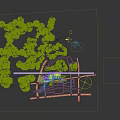 Aerial Planning of Modern Transportation Hub with Green Roofs Parking Lot and Surrounding Green Areas