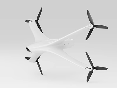 White Drone With Four Black Propellers And Modern Sleek Body Design 3d model