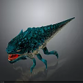 Blue Spiked Dinosaur Model With Open Mouth Sharp Teeth And Textured Turquoise Skin 3d model