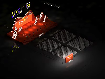 Snow Bamboo Square Event Venue With Stage Audience Seats And Lighting 3d model
