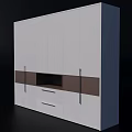 Modern White Wardrobe Interior With Multiple Doors Drawer And Dark Accent Strip 3d model