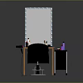 Stylish Dressing Table with Lighted Mirror and Comfortable Chair on Wooden Tabletop with Cosmetics