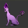 Stylish Pink Game Movie Character Featuring Large Ears And Curled Tail