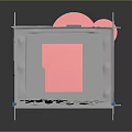 Pink Kids Playroom Interior With Gray Curtains Blue Floor And Cartoon Decoration