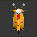 Yellow Retro Scooter Motorcycle With Black Seat Silver Mirrors And Red Accent Details