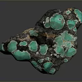 Raw Natural Black Stone Featuring Green Spots And Irregular Shiny Surface Texture 3d model