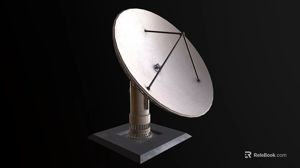 Heavy Duty Industrial Satellite Dish Antenna With Metallic Construction Supporting Brackets And Stable Pedestal Base 3d model 