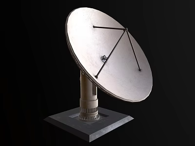 Heavy Duty Industrial Satellite Dish Antenna With Metallic Construction Supporting Brackets And Stable Pedestal Base 3d model