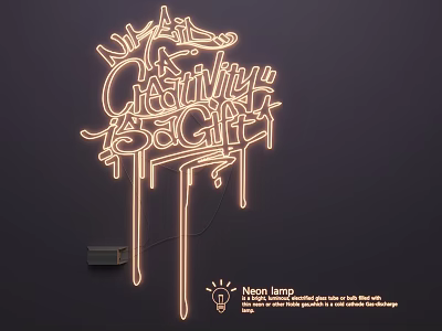 Creative Neon Lamp Set Featuring Artistic Typography Design For Interior Decor 3d model