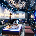 Luxury Modern KTV Interior With Large Screen And Sofas 3d model