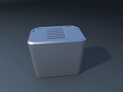 Public Outdoor Trash Bin With Gray Cube Shape And Metal Grille Top Design 3d model
