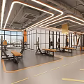 Modern Gym Interior With Various Fitness Equipment And Bright Lighting