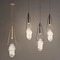 Modern Minimalist Chandeliers With Gold Black Metal Frames And Transparent Stone Shades
