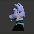 Low Poly Mythical Creature Character With Blue Ears Purple Eyes And Yellow Stars