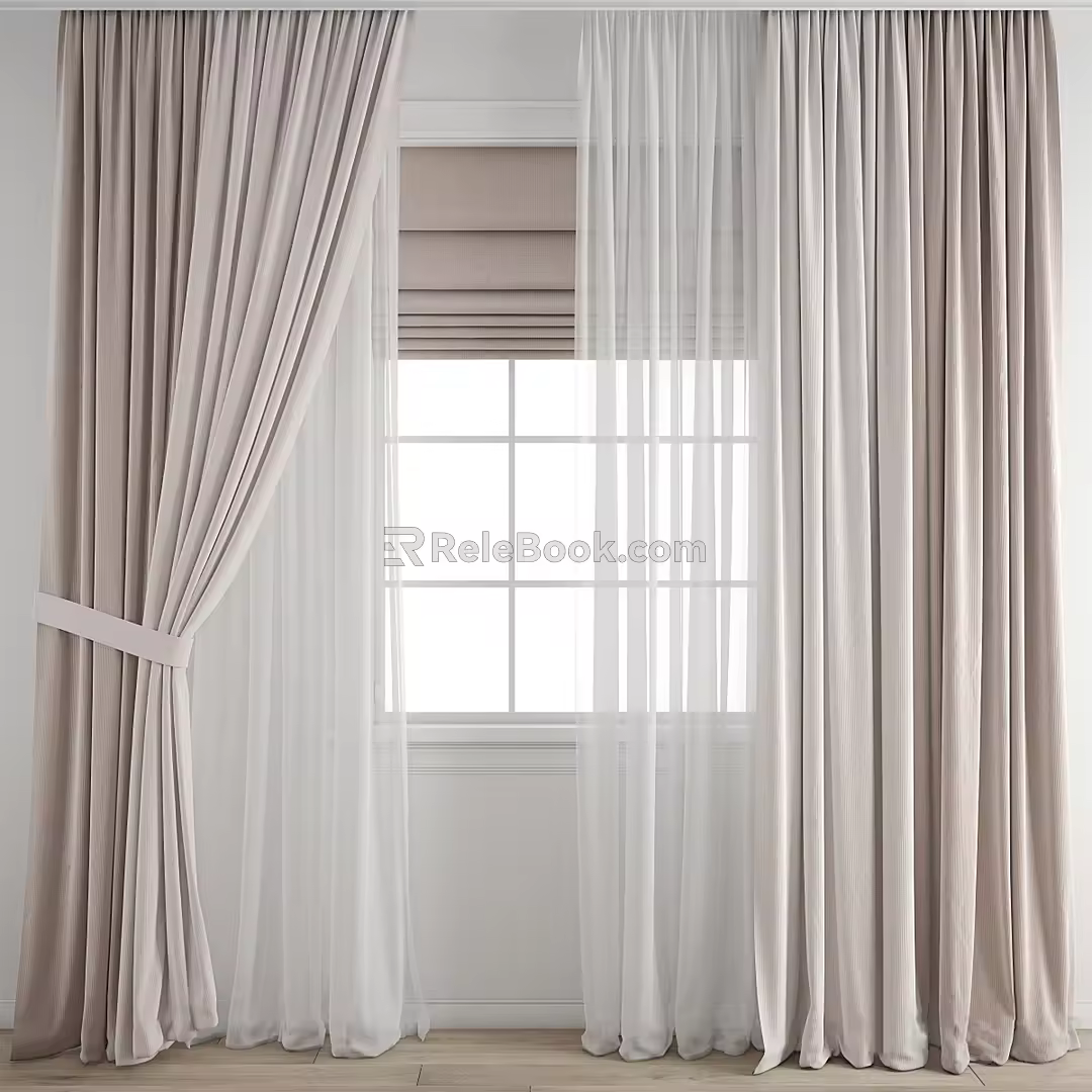 Modern Curtain Window Screen 3d model