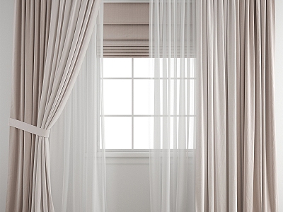 Modern Curtain Window Screen 3d model