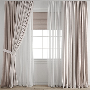 Modern Curtain Window Screen 3d model