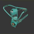 Vintage Turquoise Chainsaw With Black Handles And Red Classic Design Components