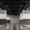 Spacious Underground Parking Garage With Lane Markings Arrow Indicators And Ceiling Lights