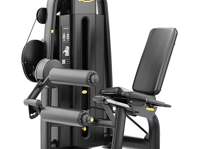Black Leg Exercise Fitness Machine With Padded Seat Armrests And Weight Stack 3d model