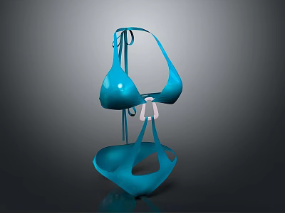 Blue Bikini Swimsuit With Triangle Top Adjustable Straps And Smooth Fabric 3d model