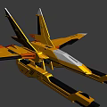 Advanced Fighter Jet Weapon With Yellow Exterior Twin Engines And Aerodynamic Wings