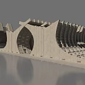 Modern Architectural Models Showcasing Geometric Design Inclined Planes And Arched Structures 3d model