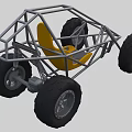 Off Road Buggy Frame With Yellow Seat Grey Metal Structure And Four Large Tires
