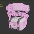 Modern Robotic Device With Mechanical Arms Blue Lenses And Storage Case Base