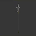 Elegant Medieval Spear With Intricate Spearhead Black Shaft And Golden Accents