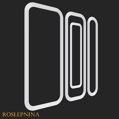 White Structural Components With Geometric Outline Design And Various Shapes 3d model