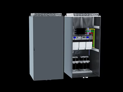Industrial Control Cabinet With Open Closed Door And Internal Electrical Components 3d model