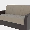 Modern Two Seater Sofa With Beige Upholstery And Dark Brown Armrest Frame 3d model
