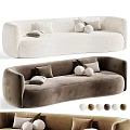 Modern Spacious Sofa in Light and Dark Hues with Pillows and Decorative Balls