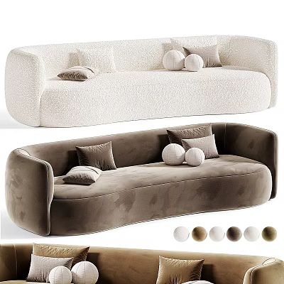 Modern Spacious Sofa in Light and Dark Hues with Pillows and Decorative Balls 3d model