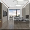 Modern Bedroom Interior With Wooden Floor TV Wall Art And Bedside Tables
