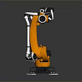 KUKA Industrial Robot Arm With Orange Black Body And White Pipes Structure