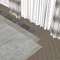 Square Textured Rug on Wooden Floor with White Curtains and Natural Light
