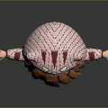Cute Child With Red Hair Wearing Cat Ear Hat And Red White Coat Stretching Arms
