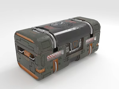 Gray Metal Medical Equipment Storage Case With Straps And Orange Accents 3d model Gray Metal Medical Equipment Storage Case With Straps And Orange Accents 3d model