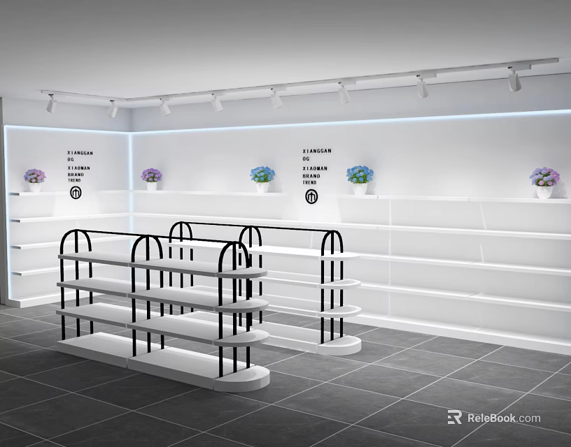 Modern Retail Display Shelves With Lighting For Flower Bouquets In Store 3d model 