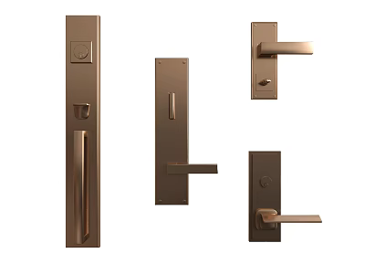 Modern Brushed Brass Door Handles With Various Sleek Contemporary Designs 3d model