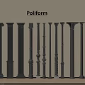 Poliform Decorative Columns With Different Styles Arranged In A Row For Interior Design 3d model