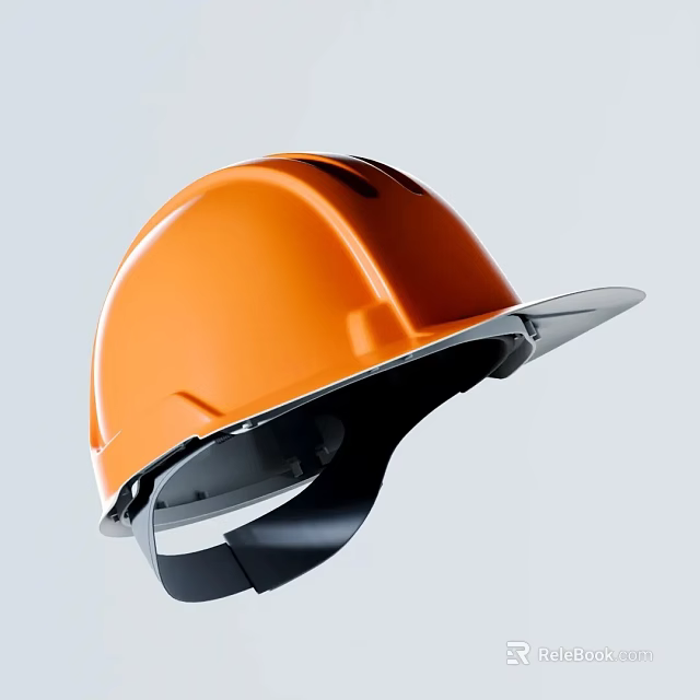 High Quality Orange Safety Helmet With Protective Shell And Adjustable Straps Design 3d model 