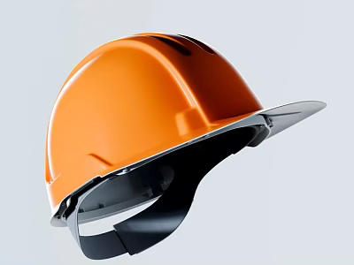 High Quality Orange Safety Helmet With Protective Shell And Adjustable Straps Design 3d model
