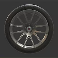 Premium Car Tire Featuring Alloy Spoke Wheel Rim and Detailed Tread Pattern